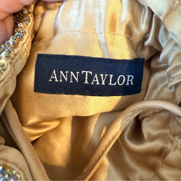 Vtg Ann Taylor Beaded Drawstring Bucket Small Bag Gold Glam Feminine 90s Y2K - Picture 5 of 7